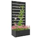 image 1 of Outsunny Raised Garden Bed with Trellis and Drainage Hole, Planter Box Black 