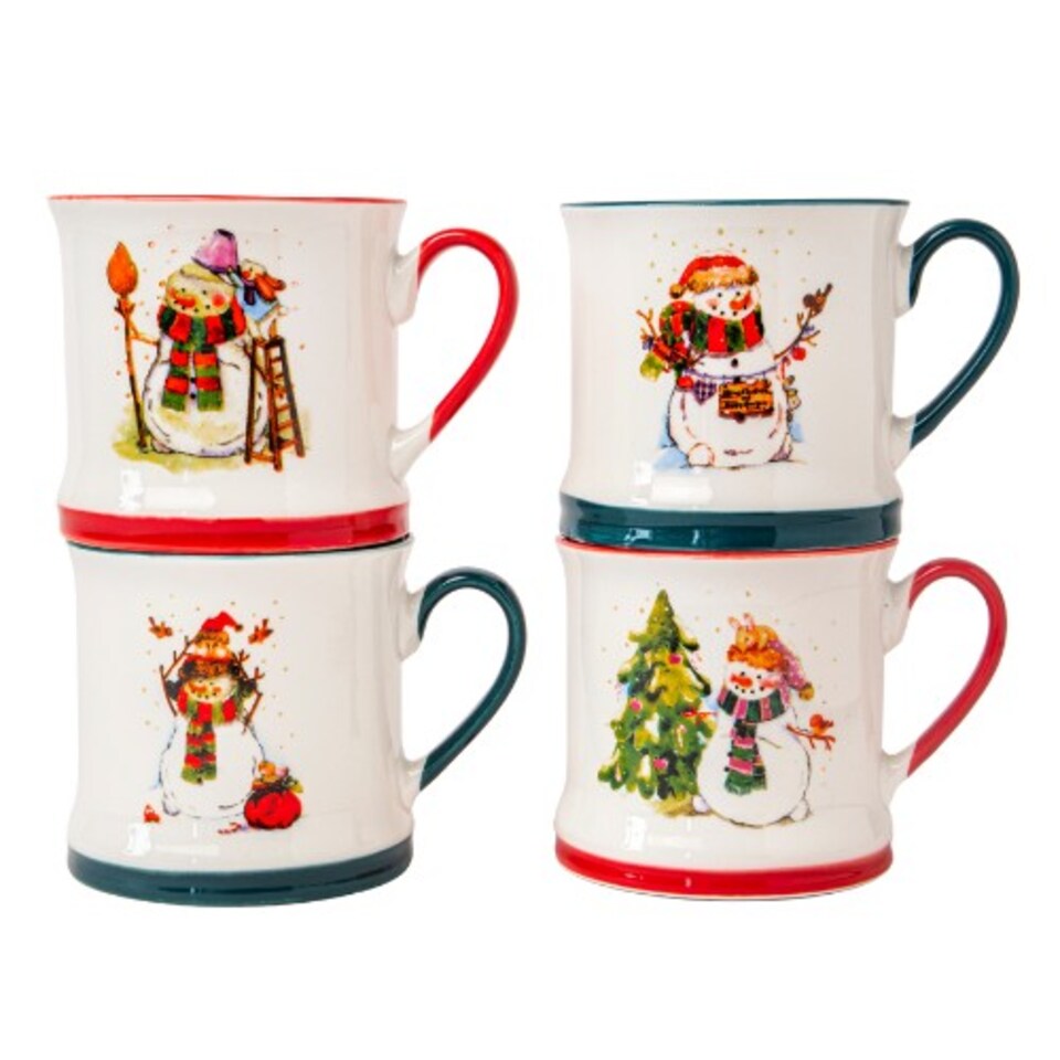 image 1 of Festive Snowman Ceramic Mug 340ml | White | Snowman by the Tree | 340ml | 1