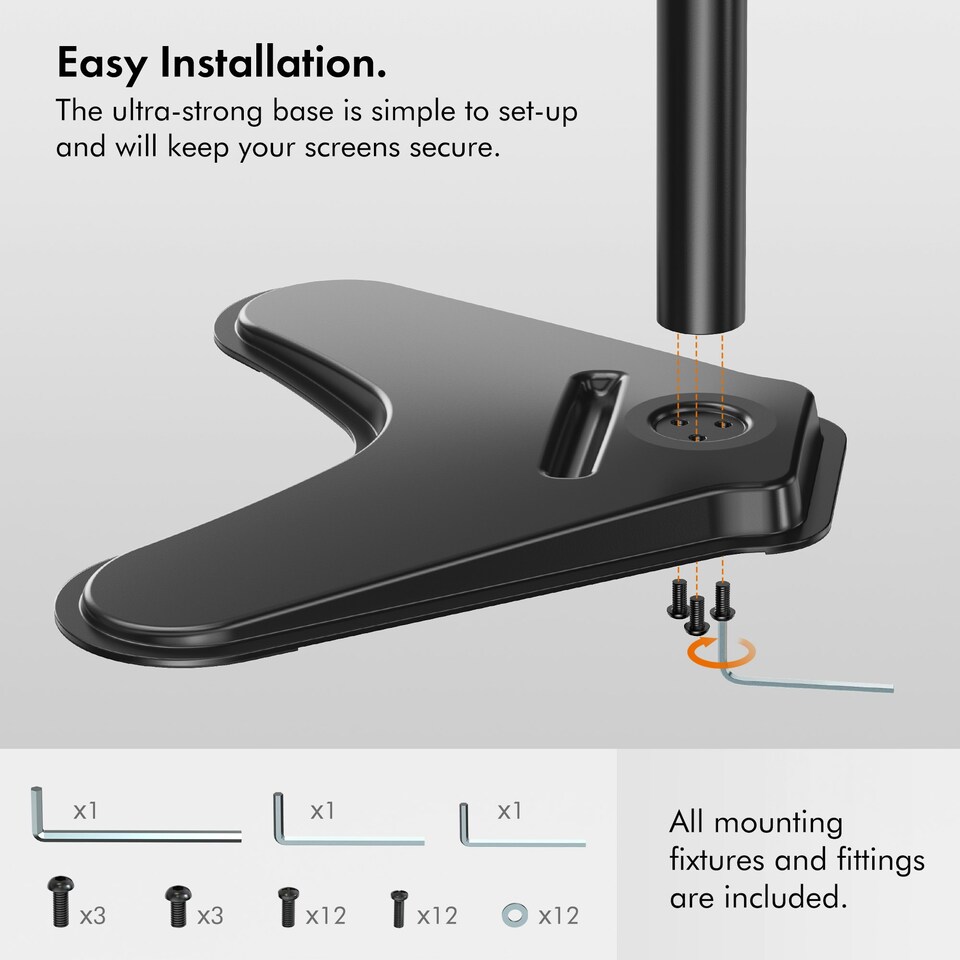 image 1 of VonHaus Adjustable Triple Monitor Stand for 17-27" Screens