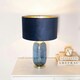 image 1 of ValueLights Leigh Navy Blue and Gold Glass Table Lamp with Navy Velvet and Gold Inner Shade