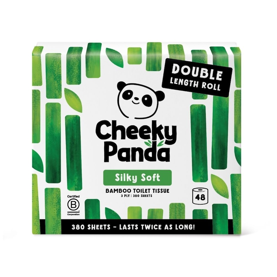 image 1 of Cheeky Panda Double-Length Silky Soft Bamboo Toilet Paper 48 rolls 380 3 ply sheets | White | Size: 48 Rolls | 48