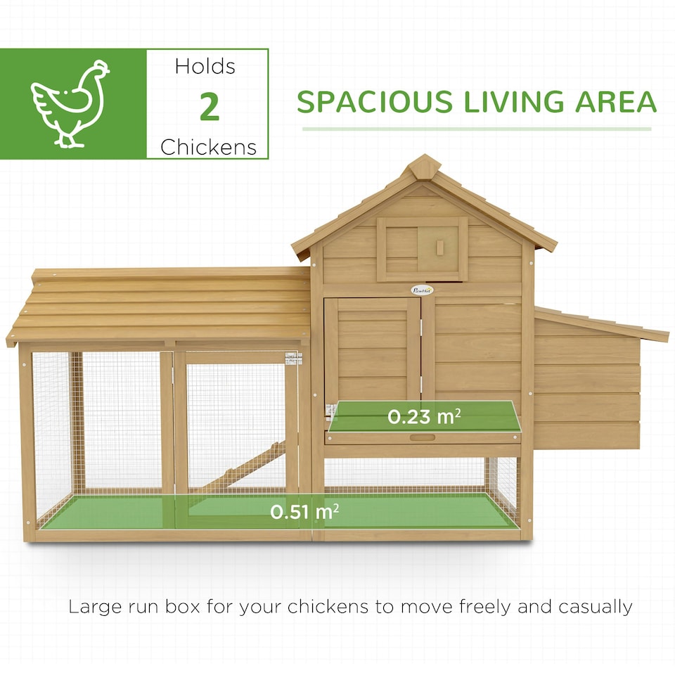 image 1 of PawHut Chicken Coop Hen Cage Small Animal Hutch Nesting Box Outdoor Run Natural