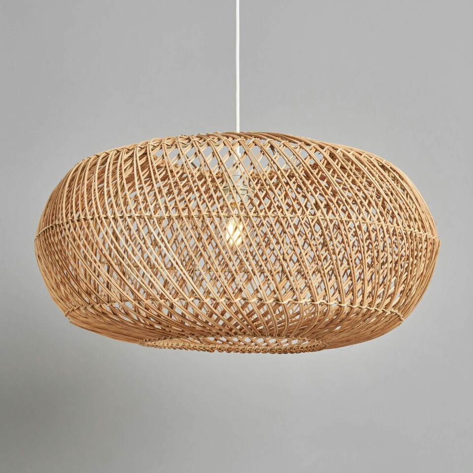 image 1 of BHS Kyle 60cm Oval Rattan Easyfit Shade, Natural | Cream | Natural | 1
