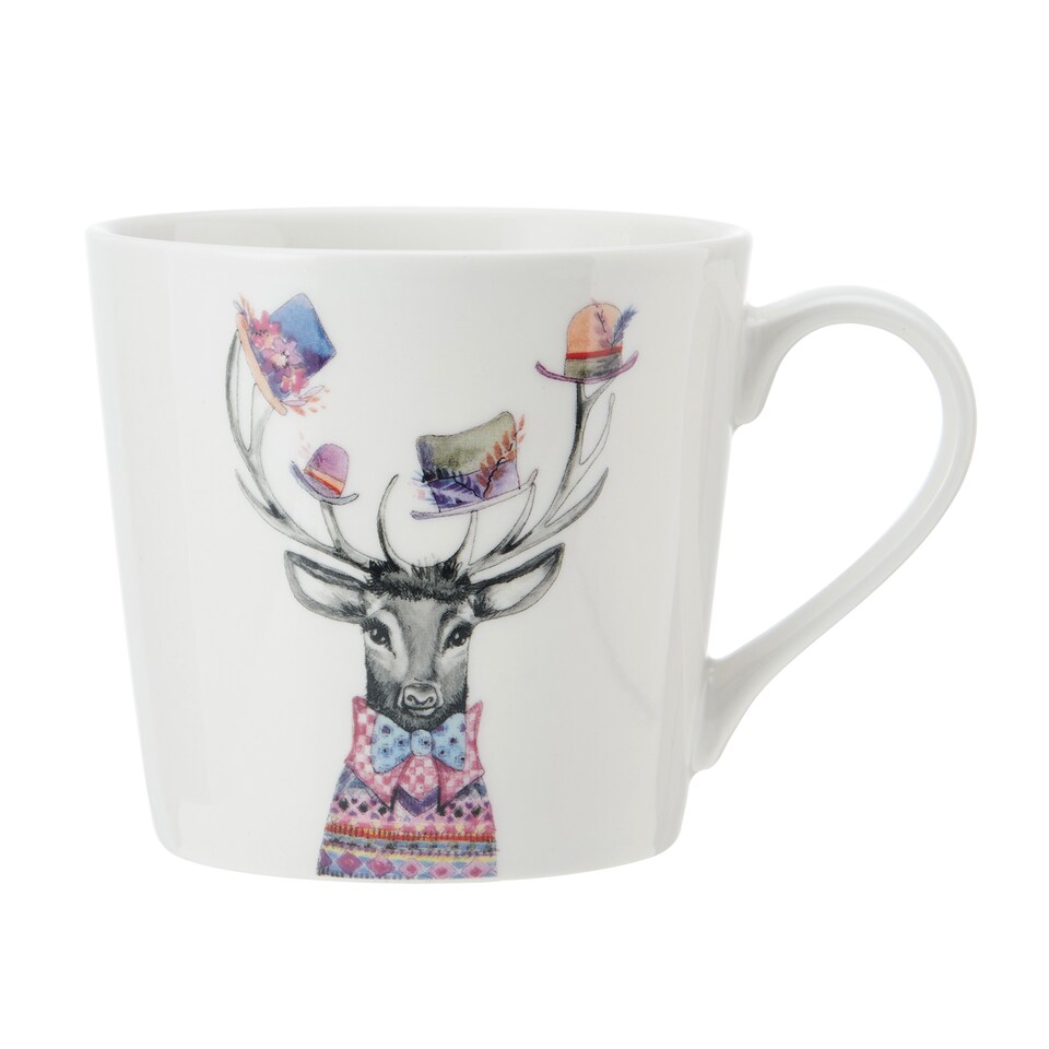 image 1 of Mikasa x Tipperleyhill Stag Print Porcelain Mug, 380ml | White