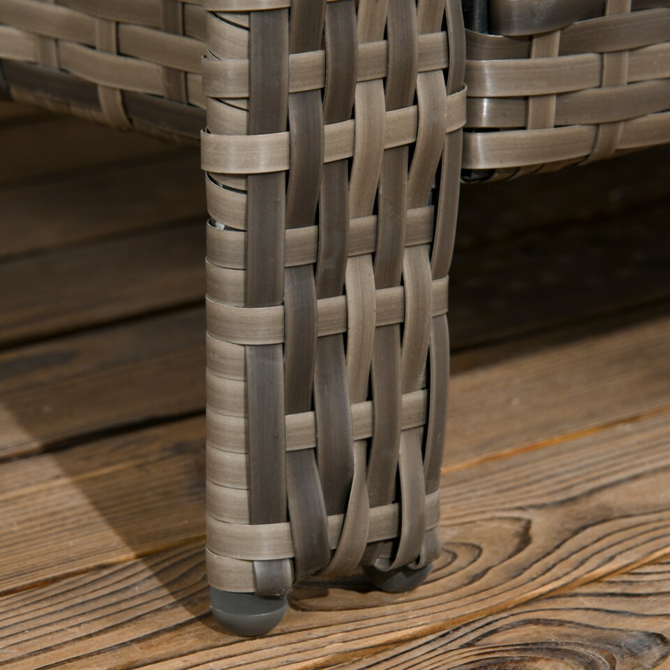 image 1 of Outsunny 3 Pieces Rattan Bistro Set, Wicker Garden Furniture Set with Storage Coffee Table and Chairs, Thickened Cushions for Outdoor, Patio, Balcony, Grey