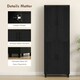 image 6 of HOMCOM Modern Kitchen Cupboard Storage Cabinet with 4 Shelves, Black Black | Natural wood top