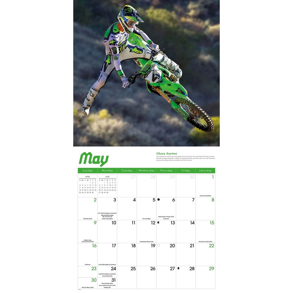 image 1 of Motorcross Calendar 2027, Wall Calendars, Month To View, Sports, Gift