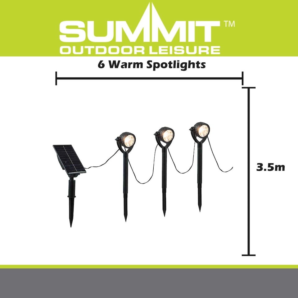image 1 of vfm-estore Solar Spotlights Warm White 3.5m string with 6 spotlights