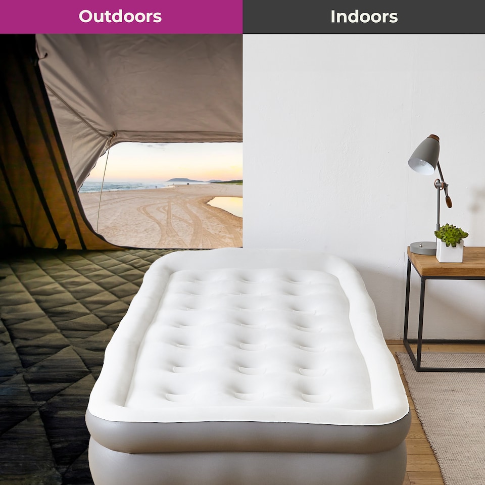 image 1 of Neo Inflatable Air Bed with Built-in Electric Pump | White | Double