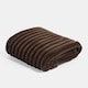 image 1 of OHS Faux Fur Ribbed Fleece Throw Over Bed Blanket Winter Warm Supersoft - 125 x 150cm | Brown | Chocolate