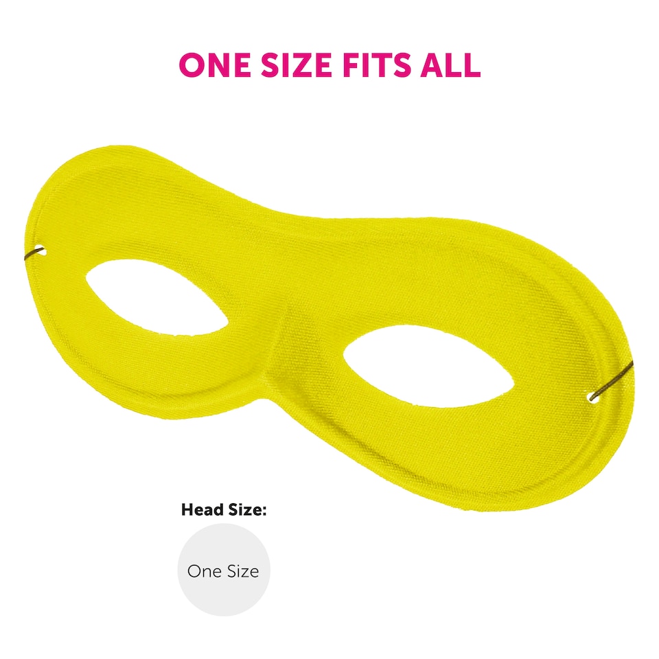 image 1 of Yellow Eye Mask on Elastic – Fancy Dress Accessory for Superheroes, Costumes & Parties Yellow | One Size