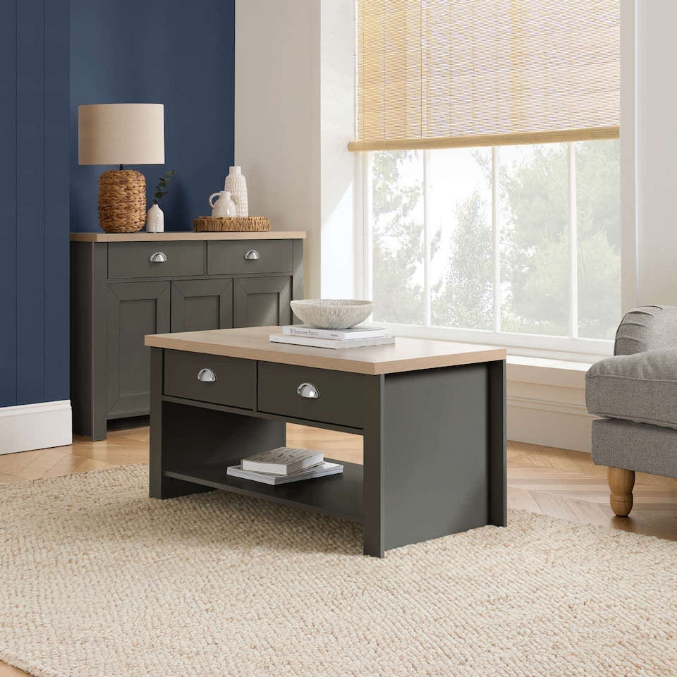 image 1 of Highgate 2 Drawer Coffee Table Dark Grey