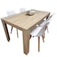 image 1 of Dining Table and 4 Chairs Oak Effect Wood 4 White Plastic  Chairs Dining Room
