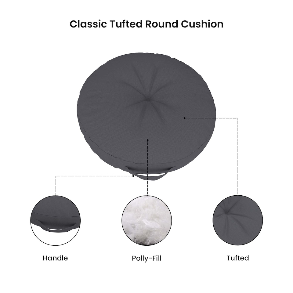 image 1 of Covers&All Round Chair Cushions with Handle, Thick Outdoor Indoor Cushion and Floor Pillow for Patio, Gray