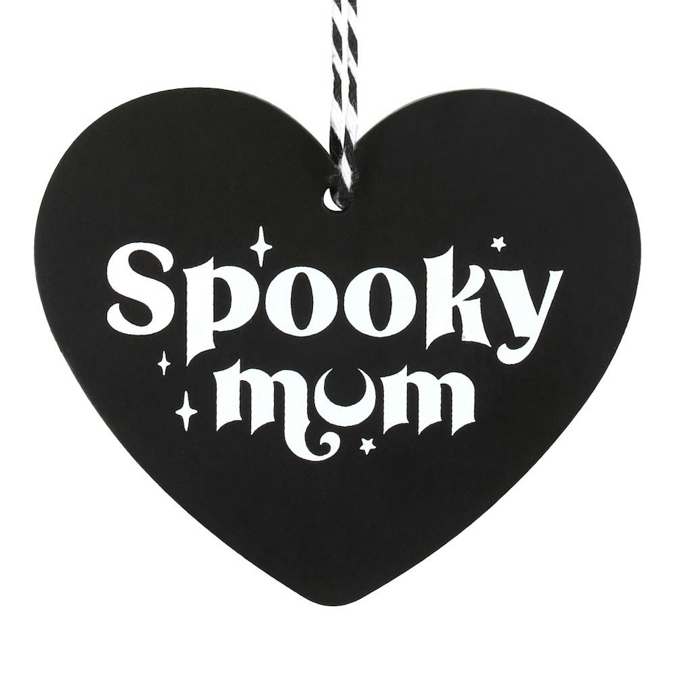 image 1 of Something Different Spooky Mum Heart Hanging Sign - Black/White - One Size