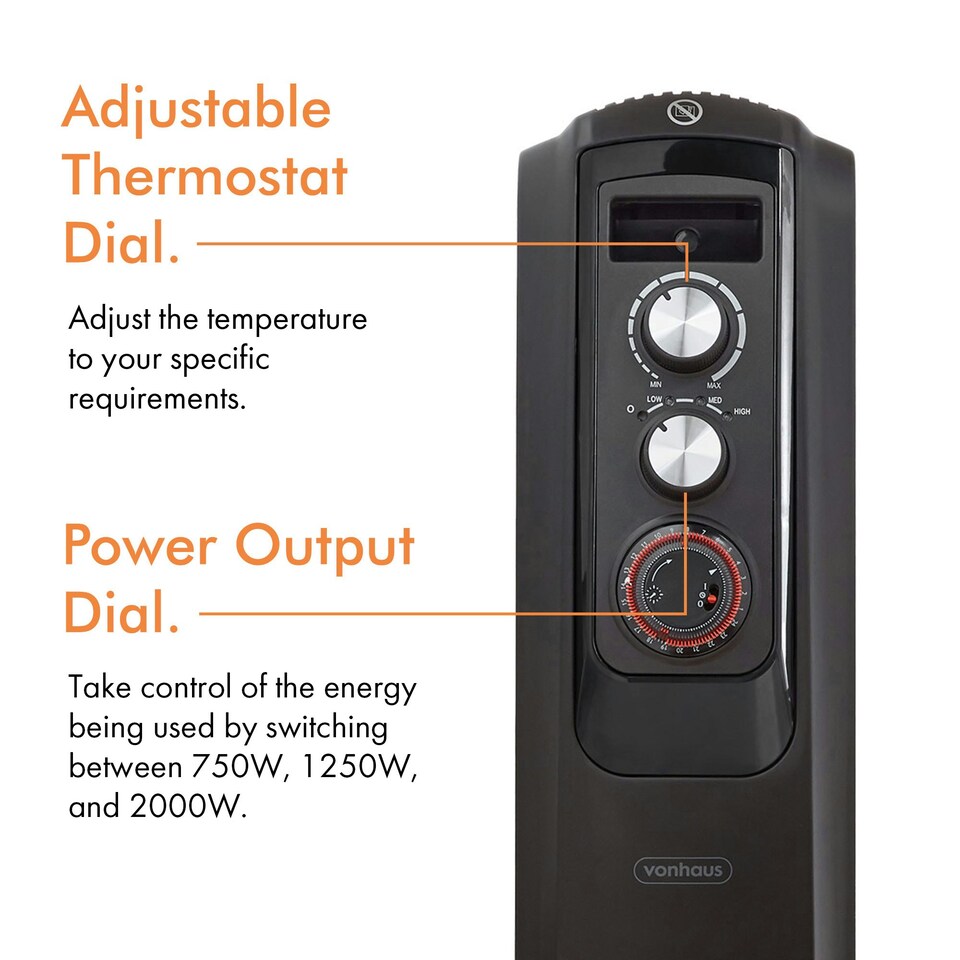 image 1 of VonHaus Oil Filled Radiator Portable Electric Heater