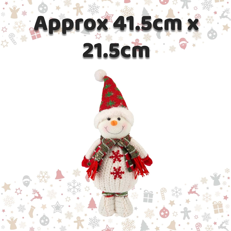 image 1 of PMS Christmas Standing Snowman Plush 41.5cm x 21.5cm, White