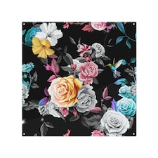 Humming Bird Roses Peony With Leaves Splash Back | White
