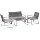 image 2 of Outsunny 4PC Rattan Garden Furniture Set 2 Single Sofa Arm Chairs 1 Bench with Cushions & Coffee Table Patio Backyard Wicker Weave