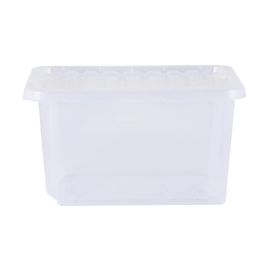 image 1 of Wham Crystal 5 x 28L Stackable Plastic Storage Boxes with Lids Black
