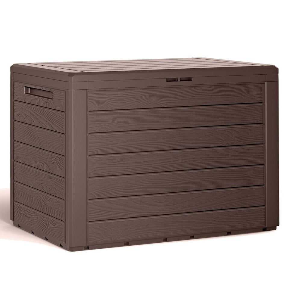 190L Outdoor Polypropene Storage Box Garden with Lid Horizontal Stripes | Brown | 1