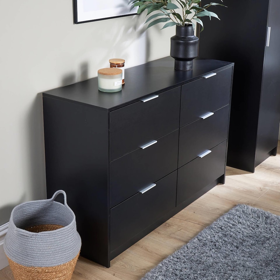 image 1 of Phoenix Chest Of 5 Drawers Bedroom Furniture Clothing Storage Organiser Unit | Black