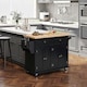 image 2 of HOMCOM Rolling Kitchen Island Cart with Rubber Wood Top Black