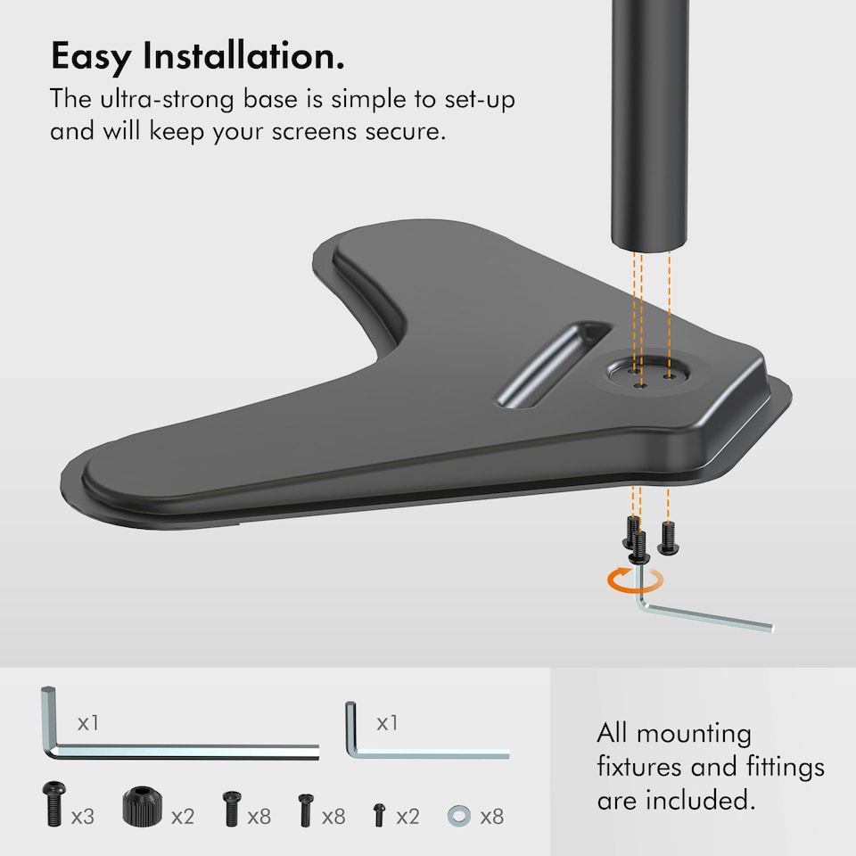 image 1 of VonHaus Adjustable Dual Monitor Mount for 13-32" Screens