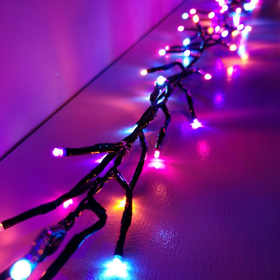 image 1 of 960 LED 12.4m Premier Clusterbrights Indoor Outdoor Multifunction Mains Operated Christmas Cluster Lights with Timer in Rainbow