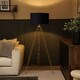 image 3 of ValueLights Aero Gold Floor Lamp Navy Velvet Shade