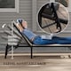 image 3 of Outsunny Folding Sun Lounger Set of 2, 5-Position Adjustable Reclining Garden Loungers, Garden Chaise Lounge Sunbed Recliner Chairs with Steel Frame for Beach, Porch, Patio, Camping, Khaki | Brown | Khaki