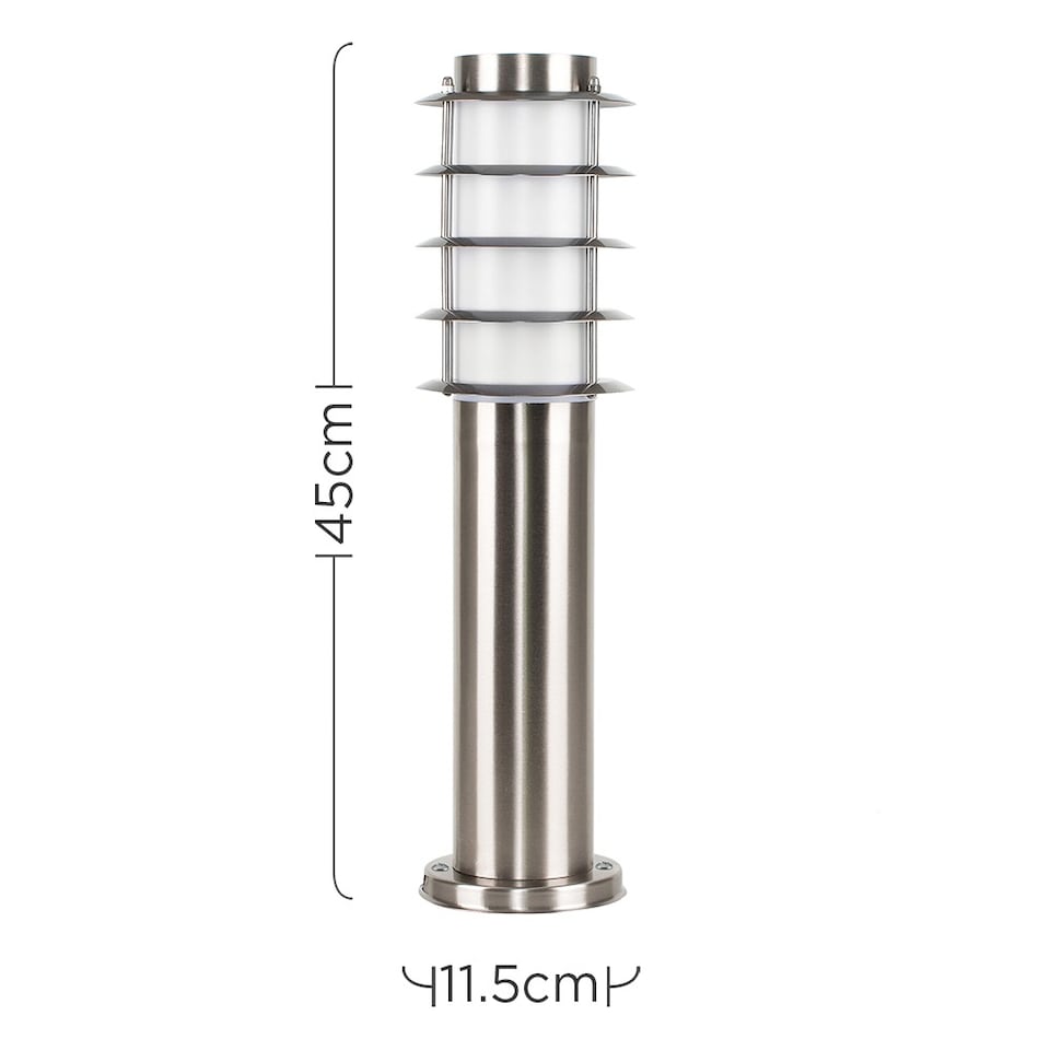 image 1 of ValueLights 4 x Wharf Modern Silver Stainless Steel Outdoor Wired IP44 Garden Post Lights | Chrome