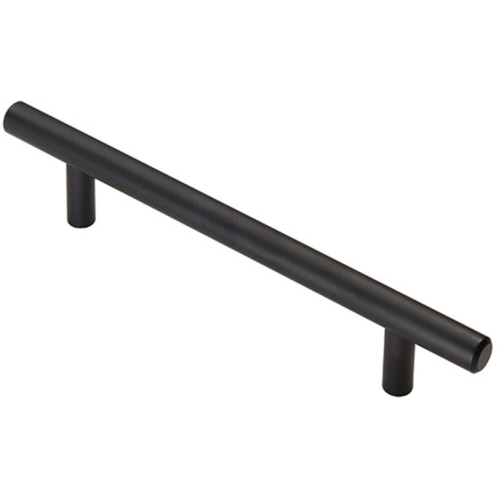 Loops T Bar Cupboard Pull Handle 188 x 12mm 128mm Fixing Centres Matt Black