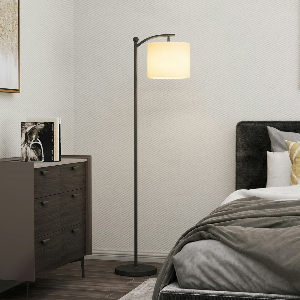 image 1 of HOMCOM LED Floor Lamp with Dimmable Colours Temperature & Brightness, Black | Black