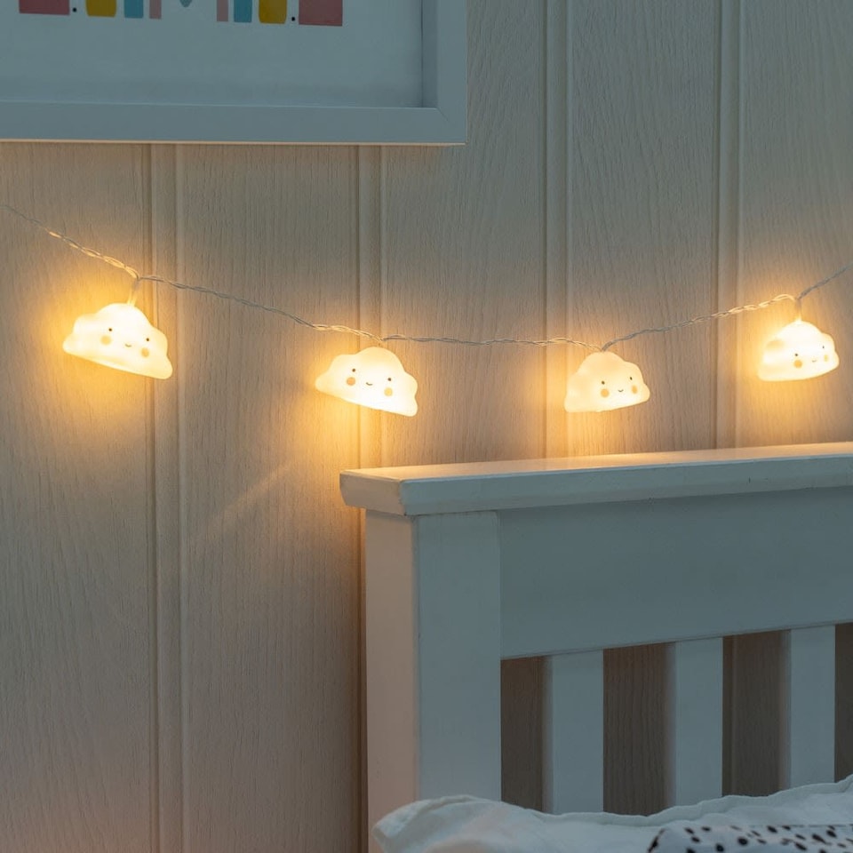 image 1 of ValueLights Set of 10 Kids Battery Powered Fairy String Lights with Clouds