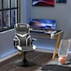 image 2 of Vinsetto Gaming Chair Ergonomic Computer Chair with Adjustable Height Pedestal Base, Home Office Desk Chair PVC Leather Exclusive Swivel Chair Grey