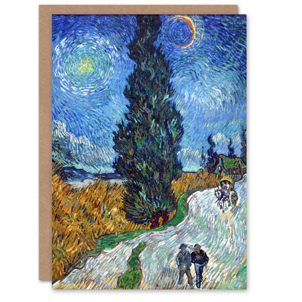image 1 of Vincent van Gogh Art Card Road with Cypress and Star