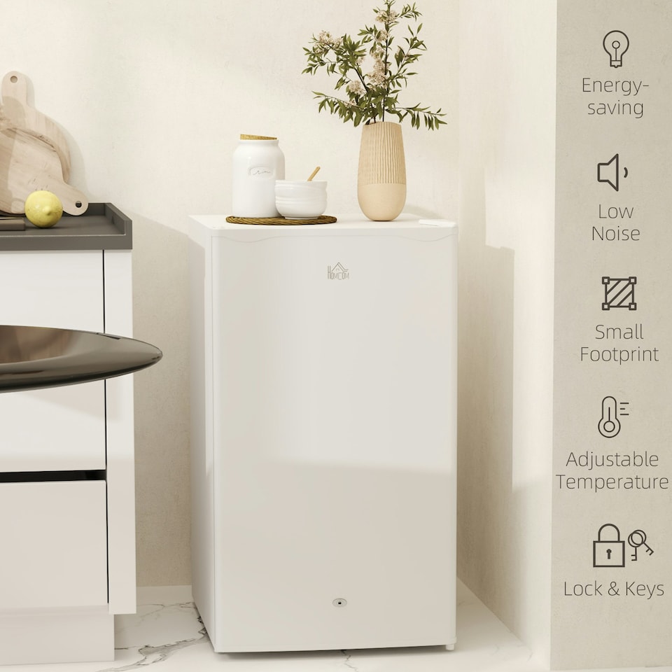 image 1 of HOMCOM 91L Freestanding Under Counter Fridge with Lock White