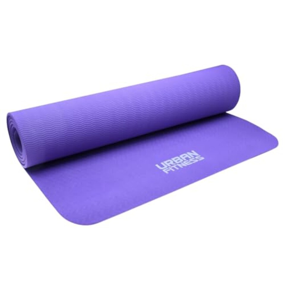image 1 of Urban Fitness 6mm Yoga Mat Purple, Premium Tpe Exercise Mat For Pilates Stretching, Non Slip Textured Design, Lightweight Supportive, 183cm