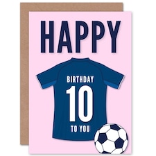 Football Strip Kit Dark Jersey Top 10 Year old Kids 10th Birthday Card