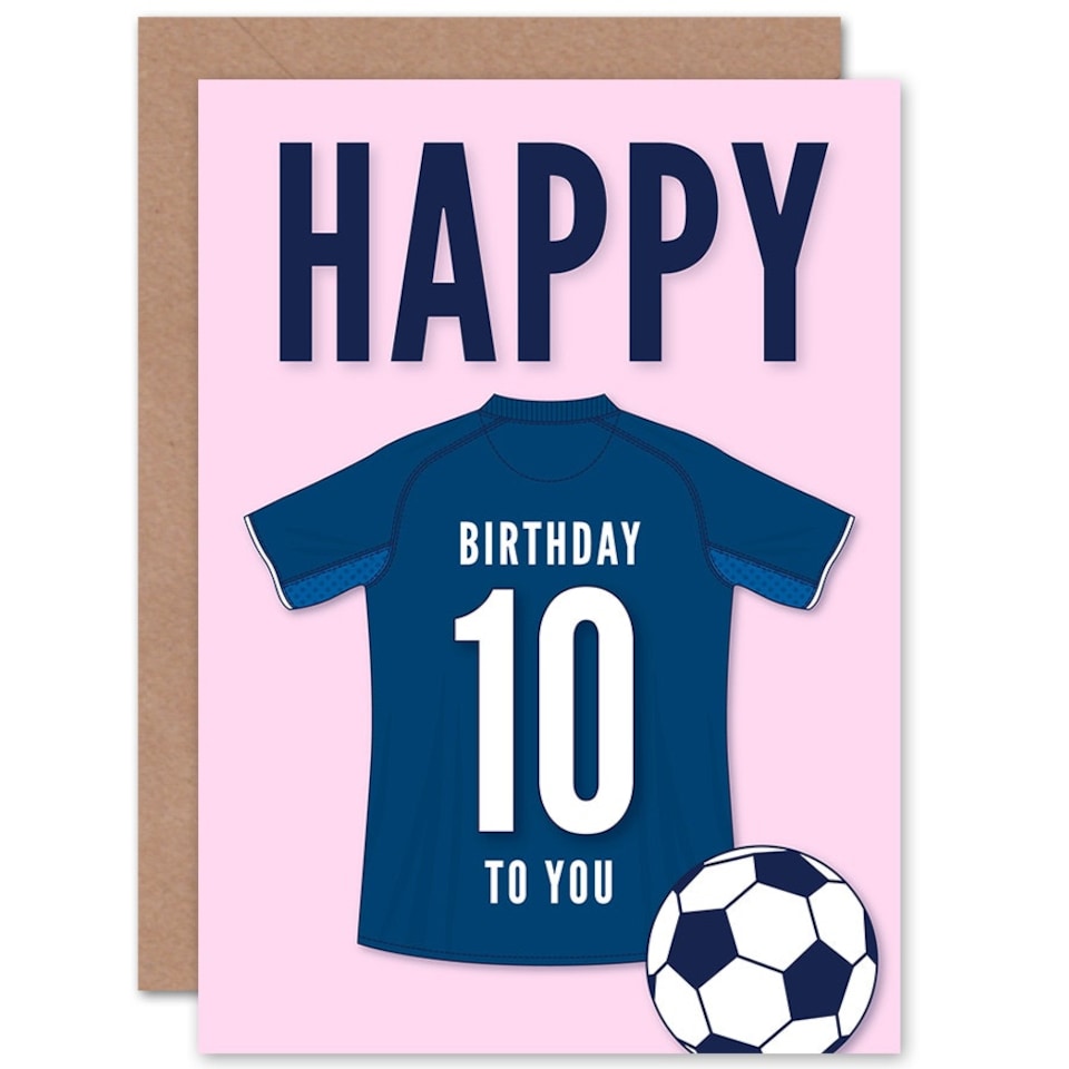 image 1 of Football Strip Kit Dark Jersey Top 10 Year old Kids 10th Birthday Card