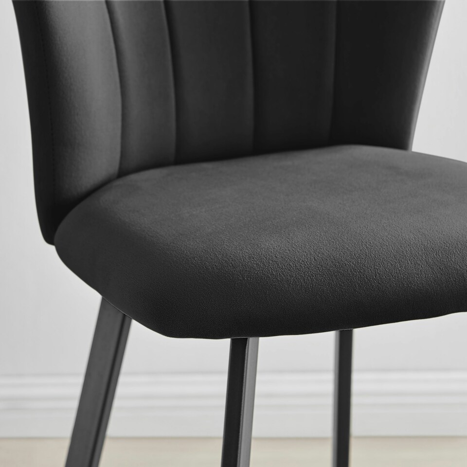 image 1 of Furniturebox 2x Juniper Black Velvet Black Leg Bar Stools