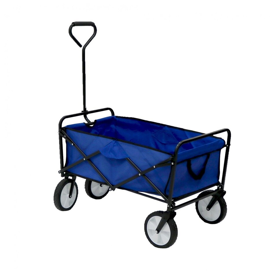 image 1 of Oypla Blue Heavy Duty Foldable Garden Festival Trolley Cart Wagon Truck Wheelbarrow