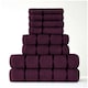 image 1 of VELVETIO 8 Piece Towel Bale Set Boston Shiny Stripe Pattern - 100% Cotton, 450 GSM Purple | Aubergine