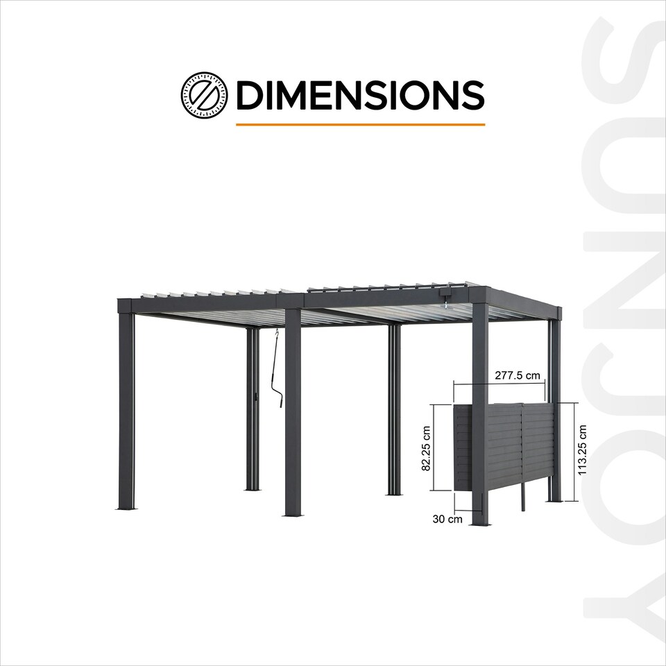 image 1 of Sunjoy Accessory Bar for Louvered Pergola, 3M Side-powder Coated(Not Inculde Gazebo)