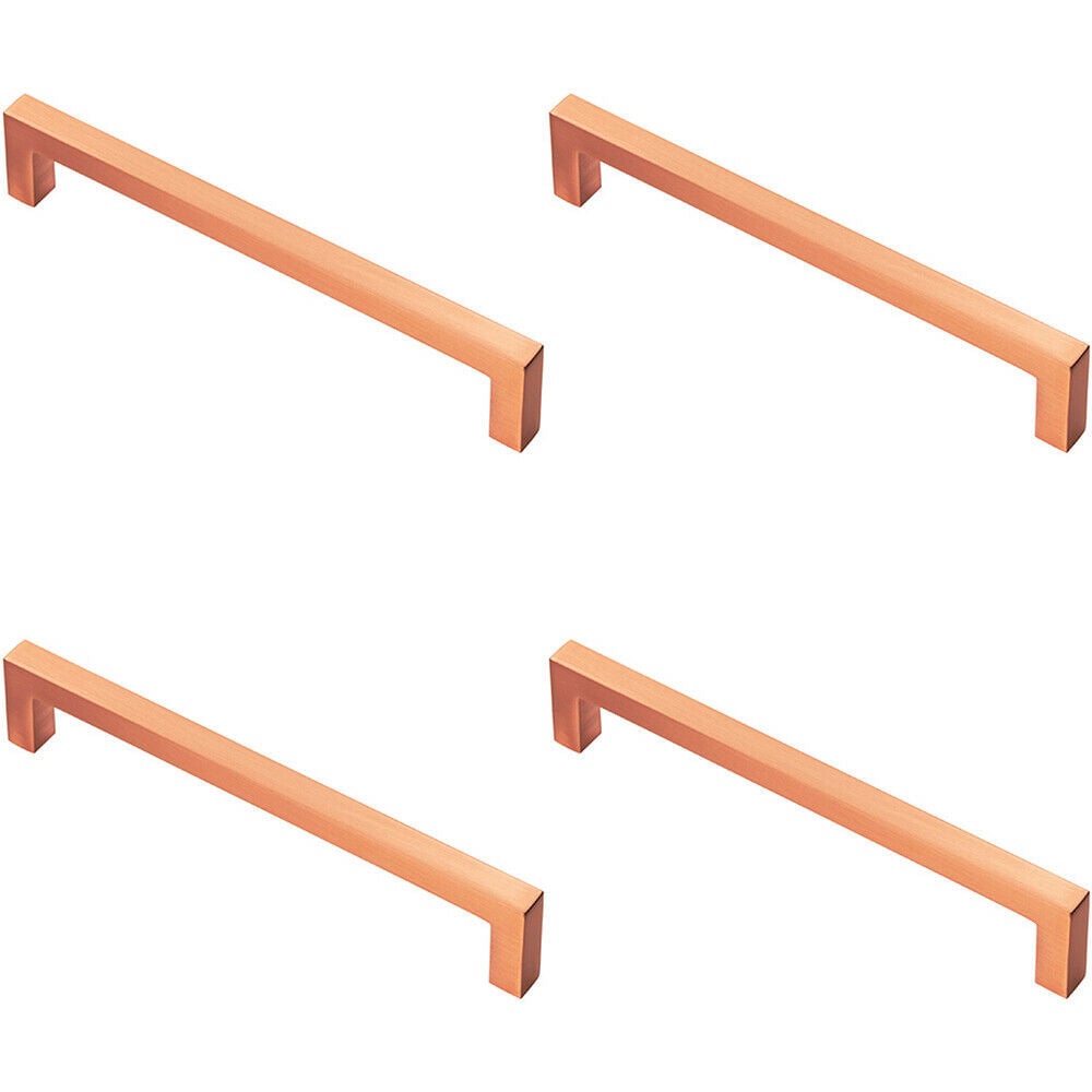 Loops 4x Square Block Pull Handle 170 x 10mm 160mm Fixing Centres Satin Copper