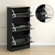 image 8 of HOMCOM Narrow Shoe Cabinet with 3 Flip Drawers for 18 Pairs of Shoes Black Black