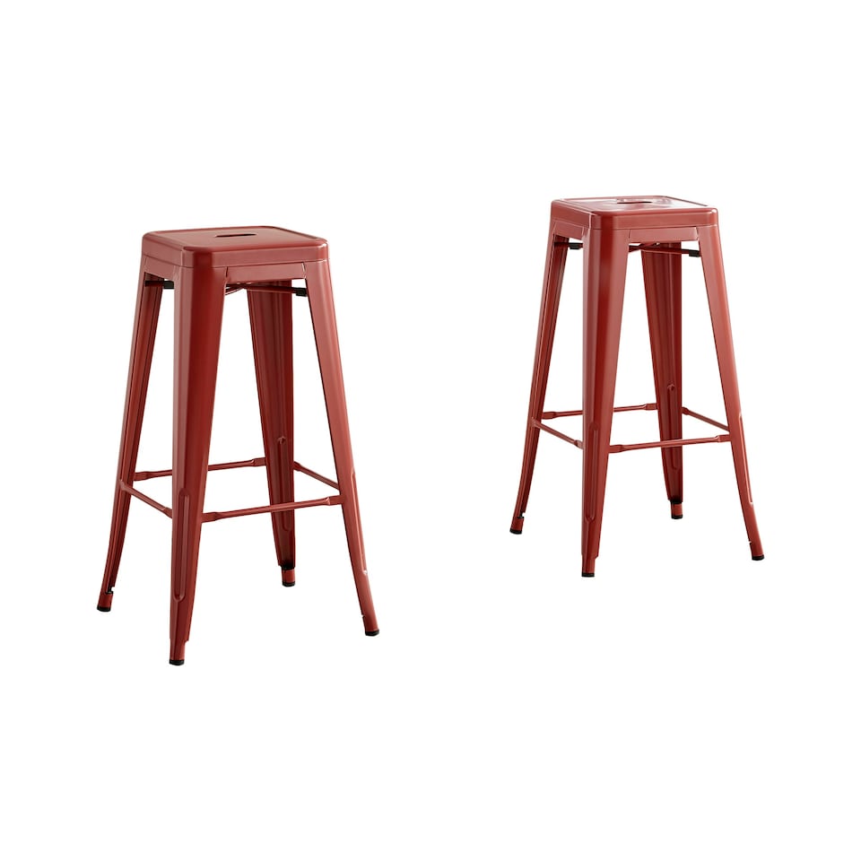 image 1 of Furniturebox 2x Colton 'Tolix' Style Red Metal Bar Stools