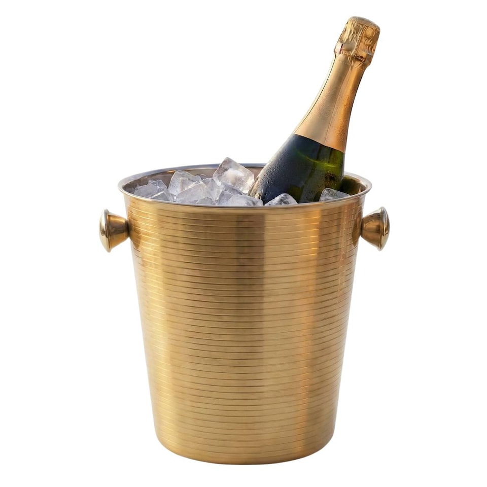 image 1 of Gold Stainless Steel Champagne Ice Bucket Ribbed | Gold | Gold | 1