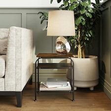 Industrial Urban Design 3 Tier Side or End Table. Black Metal Frame. Black